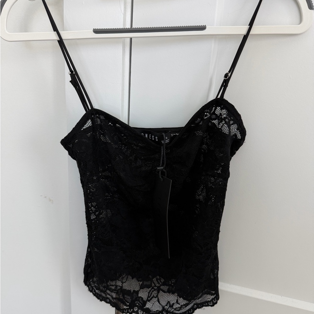 Lioness Black Lace Cami Tank with Adjustable Spaghetti Straps